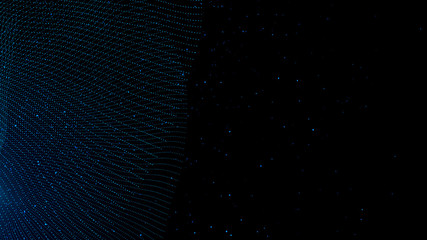 Poster - music abstract background. interweaving of atomic particles in space. network connection structure. 