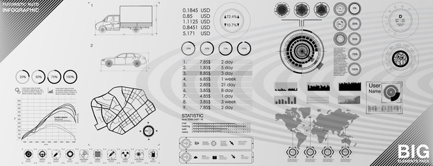 Poster - Futuristic user interface. HUD UI. Abstract virtual graphic touch user interface. Cars infographic. Vector science abstract.  Vector illustration.