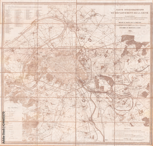 Fotografía 1852, Andriveau Goujon Map of Paris and Environs, France