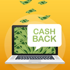 Canvas Print - Cash back concept. Money icons for cash back, commerce or transfer payments online service. Vector illustration. 