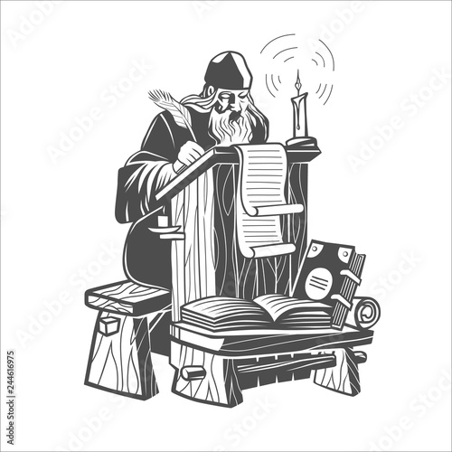 Fotografía Orthodox scribe creates a manuscript