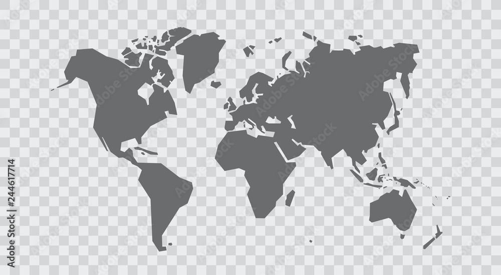 Simplified world map. Stylized vector illustration - obrazy, fototapety, plakaty 
