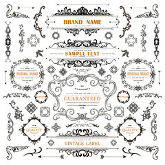 Wall Mural - set of vintage decorations elements.