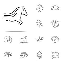 Poster - the horse is on the run icon. Speed icons universal set for web and mobile