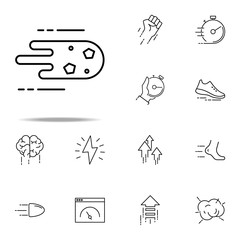 Poster - flying meteorite icon. Speed icons universal set for web and mobile