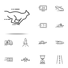 Poster - running cheetah icon. Speed icons universal set for web and mobile