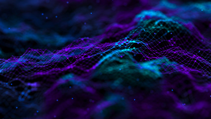 Fototapete - Network connection dots and lines. Technology background. Plexus. Big data background. 3d rendering.
