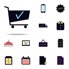 Poster - shopping trolley and tick icon. web icons universal set for web and mobile