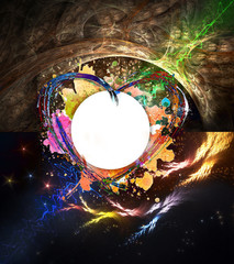 Wall Mural - artistic colorful modern frame on a multicolored abstract two layers background