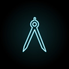 Poster - Technical compass icon in neon style. Simple thin line, outline vector of education icons for UI and UX, website or mobile application
