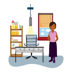 Poster - Businesswoman in office cartoon