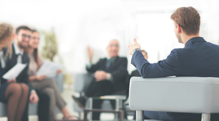 Sticker - image is blurred.businessman conducting a meeting