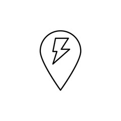 Poster - electricity, pin icon. Element of electricity for mobile concept and web apps illustration