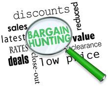 Bargain Hunting Sales Deals Magnifying Glass Words 3d Illustration