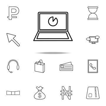 pie chart on laptop icon. Mobile banking icons universal set for web and mobile