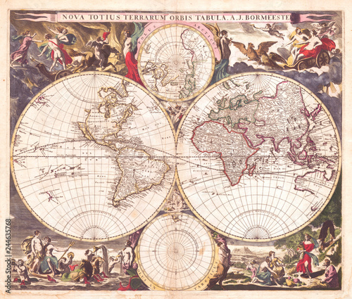 Obraz stara mapa  1685-mapa-swiata-bormeester