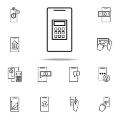 Aufkleber - calculator in smart phone icon. Mobile banking icons universal set for web and mobile