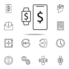 Aufkleber - synchronization with smart watches icon. Mobile banking icons universal set for web and mobile