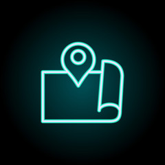 Aufkleber - expanded map with pin icon. Elements of Navigation in neon style icons. Simple icon for websites, web design, mobile app, info graphics