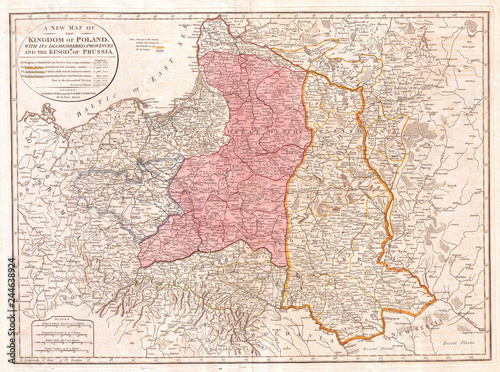 Cuadros en Lienzo 1794, Laurie and Whittle Map of Poland and Lithuania after Second Partition, 179