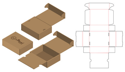 box packaging die cut template design. 3d mock-up