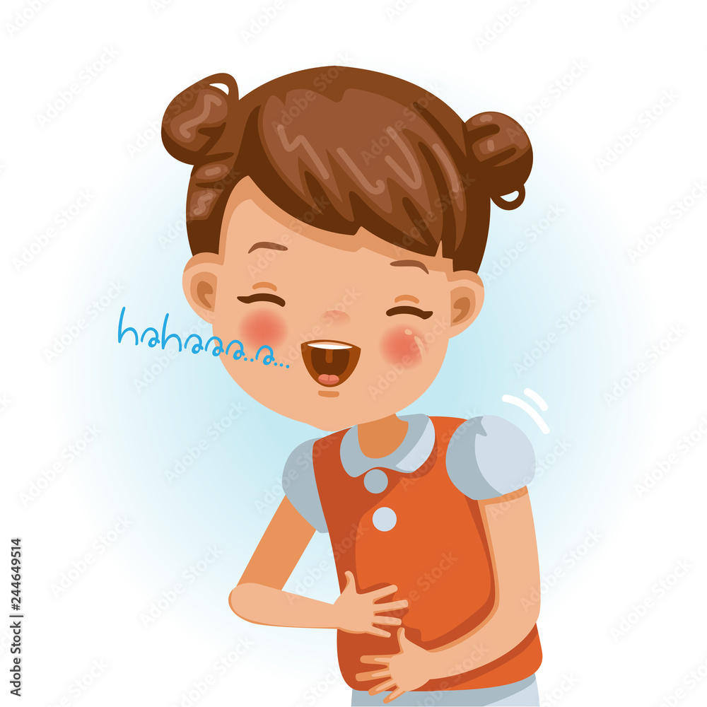 laughing little girl Little girl laugh Little girl laughing and out loud. girl portrait of a  happy children smiling on white background. Emotions and gestures of the  cartoon character of the child. Vector illustrations の