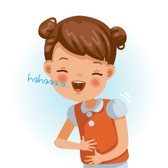 Wall Mural - little girl laugh little girl laughing and out loud. girl portrait of a happy children smiling on wh