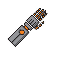 Poster - Droid arm prosthesis icon on white background for graphic and web design, Modern simple vector sign. Internet concept. Trendy symbol for website design web button or mobile app