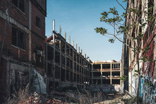 Detroit, Michigan, United States - October 2018: View Of The Abandoned Packard Automotive Plant In Detroit. The Packard Plant Sprawls Multiple City Blocks And Measures In At 3.5 Million Square Feet