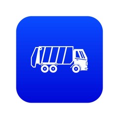 Poster - Garbage truck icon digital blue for any design isolated on white vector illustration
