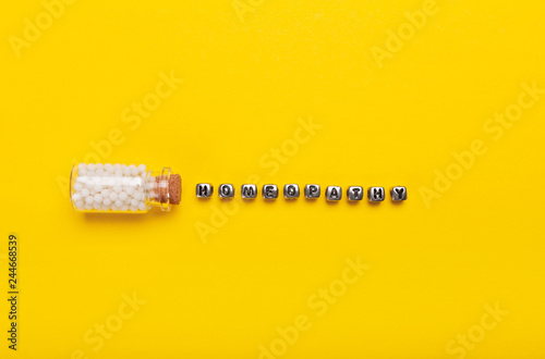 Homeopathic pills - A homeopathy concept with homeopathic medicine Wallpaper Mural