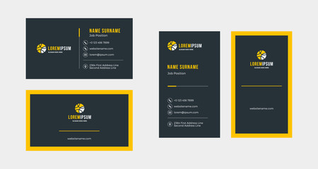 double-sided creative business card template. portrait and landscape orientation. horizontal and ver