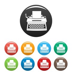 Poster - Typewriter icons set 9 color vector isolated on white for any design