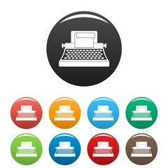 Poster - Retro typewriter icons set 9 color vector isolated on white for any design