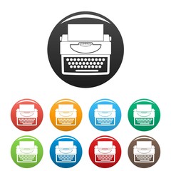 Poster - New typewriter icons set 9 color vector isolated on white for any design