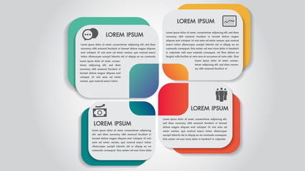Wall Mural - business infographics 4 steps options design template.data and information visualization.dynamic col