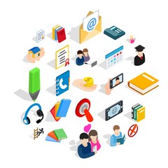 Poster - Chat icons set. Isometric set of 25 chat vector icons for web isolated on white background