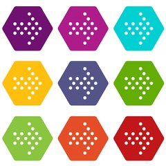 Poster - Dots right arrow icons 9 set coloful isolated on white for web