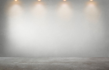 Poster - Gray wall with a row of spotlights in an empty room