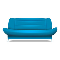 Poster - Blue sofa icon. Realistic illustration of blue sofa vector icon for web design isolated on white background