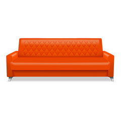 Poster - Red classic sofa icon. Realistic illustration of red classic sofa vector icon for web design isolated on white background