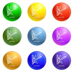 Poster - Welding icons vector 9 color set isolated on white background for any web design 