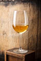 Poster - White wine near a barrel