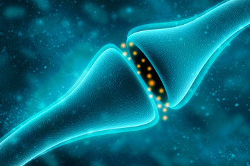 Wall Mural - synapse and neuron cells sending electrical chemical signals. 3d rendering