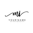 M I Handwriting initial logo template vector