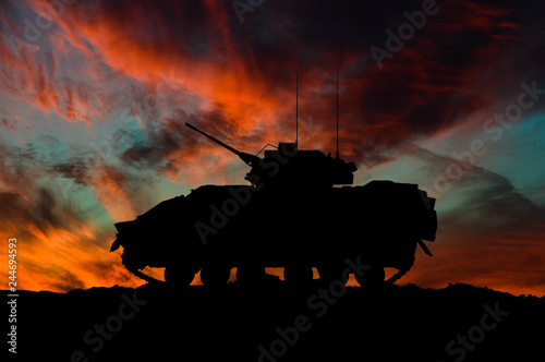 Fotografia American infantry fighting vehicle silhouette / 3d illustration