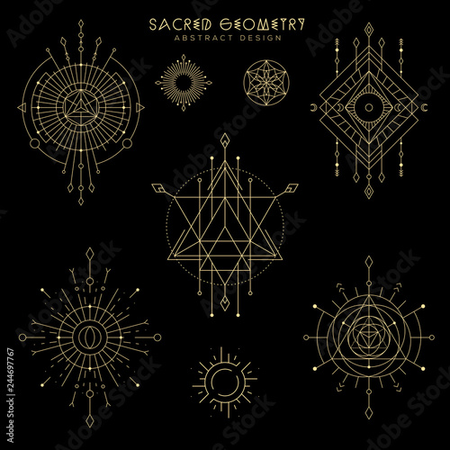 Download Vector sacred geometry illustration set . Mystical ...