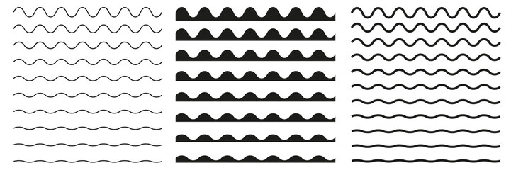 Wall Mural - Set of wavy horizontal lines. Vector border design element