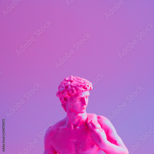 Cuadros en Lienzo Creative concept of purple neon David is a masterpiece of Renaissance sculpture created by Michelangelo