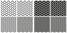 Vector Tile Seamless Pattern Set With White And Black Wavy Background